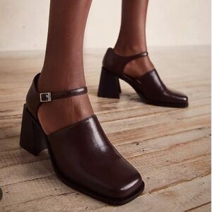 jeffrey campbell brown audrey mary jane heels mules